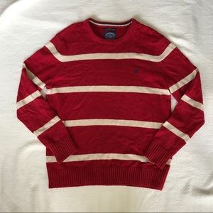 Men’s red and cream stripped sweater
